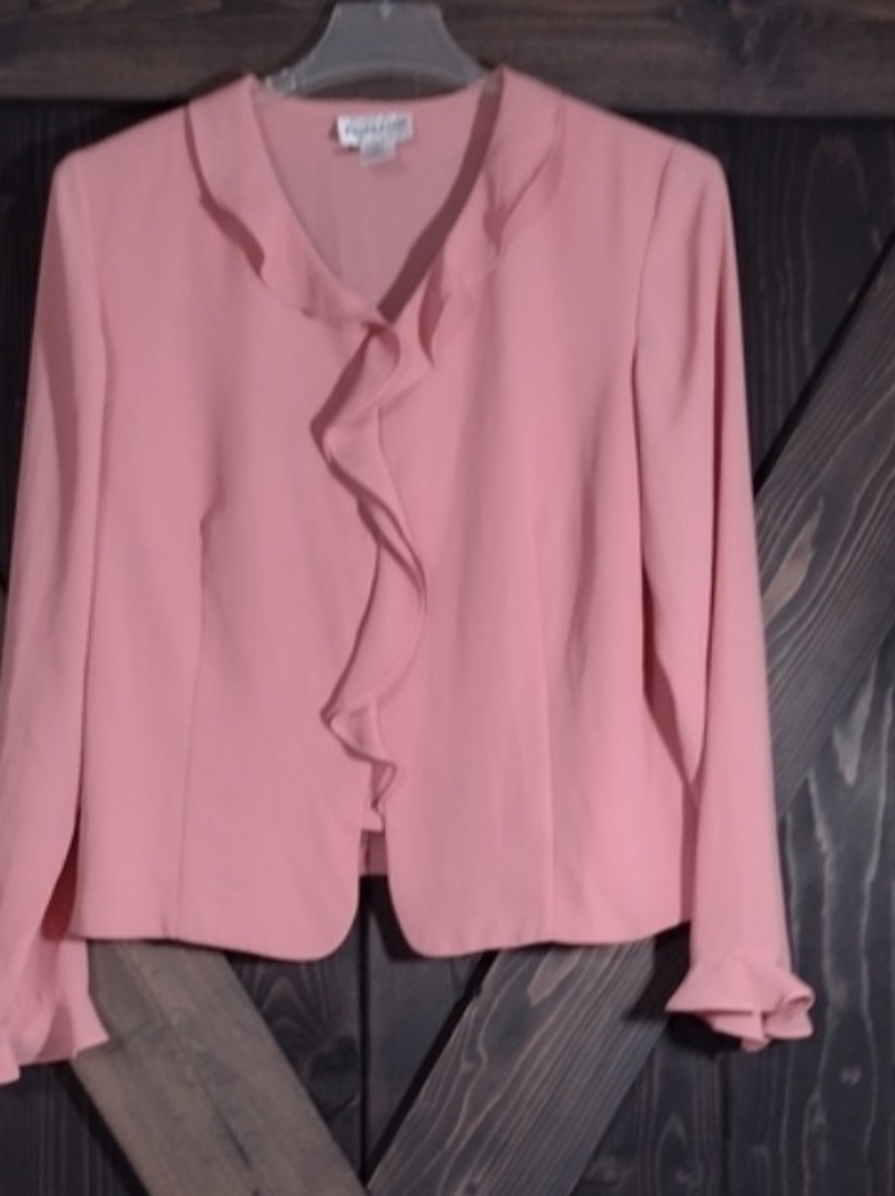 Pendleton Vintage Dusty Pink Ruffled Front Blouse Cottage Core Career Wear 14